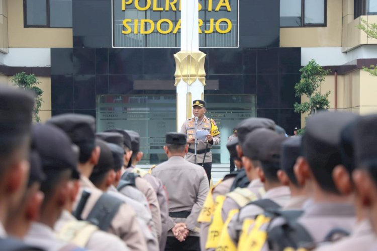 Polresta Sidoarjo Gelar Apel Pergeseran Pasukan Pengamanan TPS Pemilu 2024