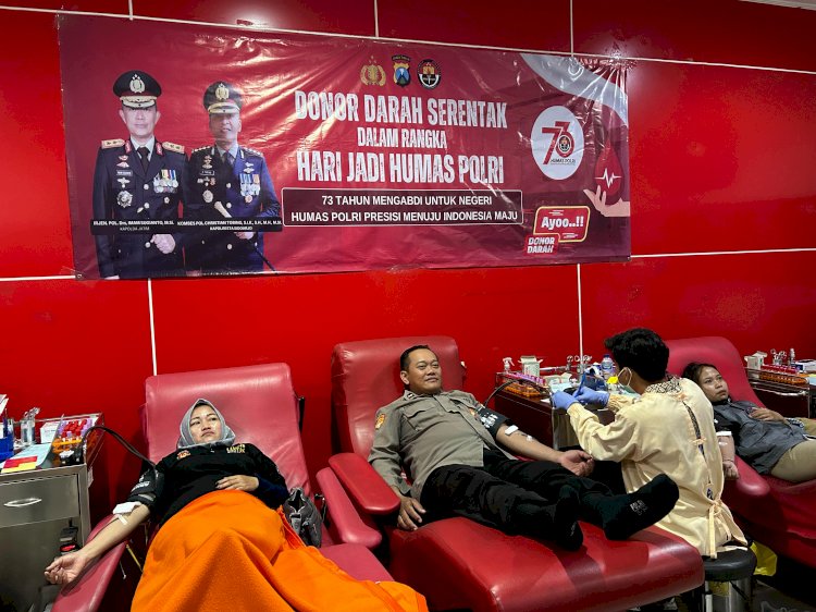 Polresta Sidoarjo Adakan Donor Darah Peringati 73 Tahun Humas Polri