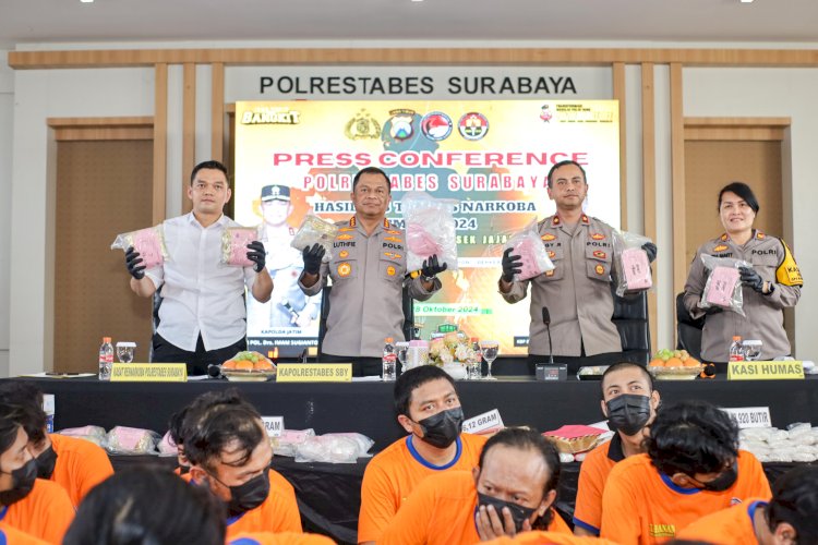 Polrestabes Surabaya Berhasil Ungkap Jaringan Narkoba, 16 Kg Sabu Disita