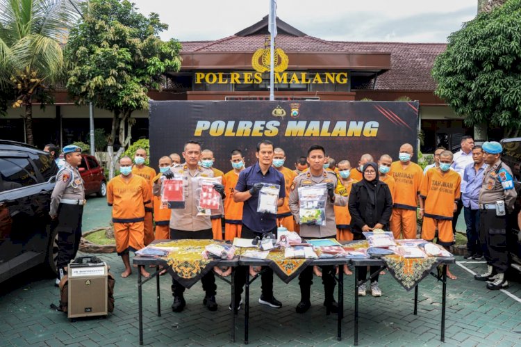 Polres Malang Berhasil Ungkap Peredaran Narkoba 18 Tersangka dan 586 Gram Sabu Diamankan