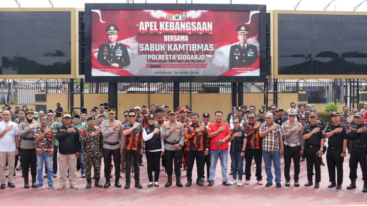 Polresta-Sidoarjo-Gelar-Apel-Sabuk-Kamtibmas,-Perkuat-Sinergi-Lintas-Sektoral